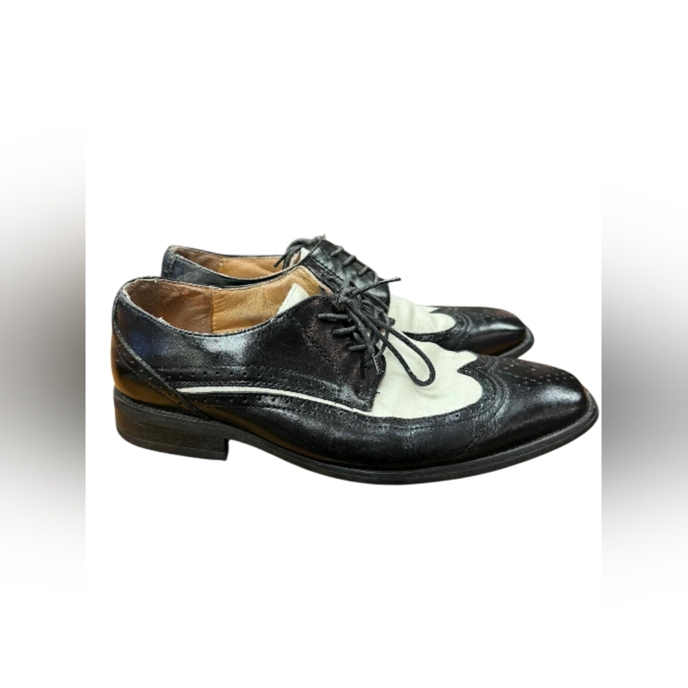 Giorgio Brutini Wingtips Oxford Black & White Leather Size 9.5 EUC